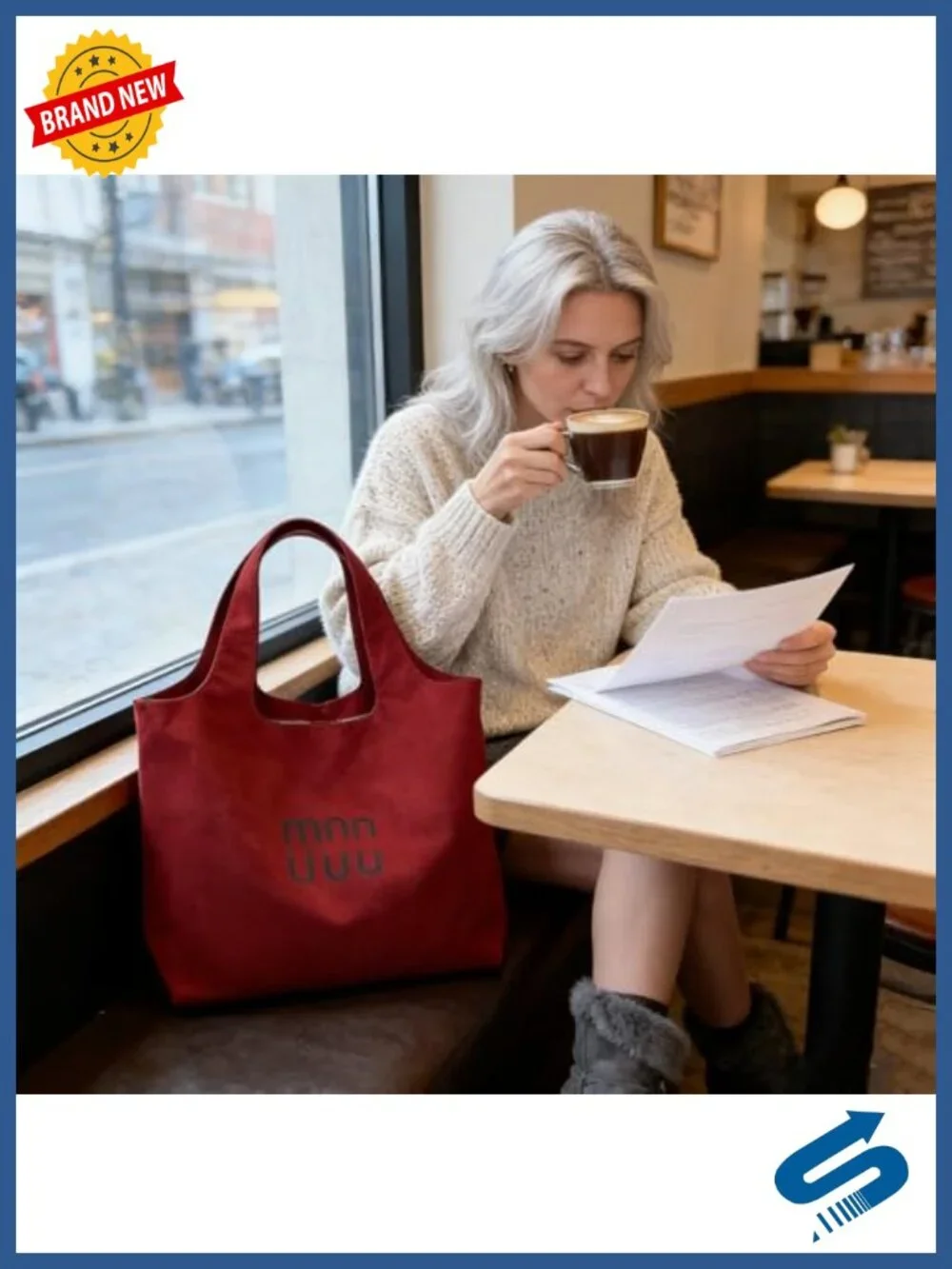 Slouchy Tote Bag with Letter Print PU Leather Large Capacity Hobo Handbag